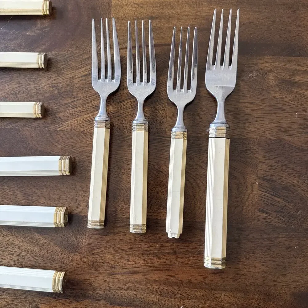 12 Mikasa Jack Lenor Larsen Navarro Knives Spoons Flatware Vintage 1980’s